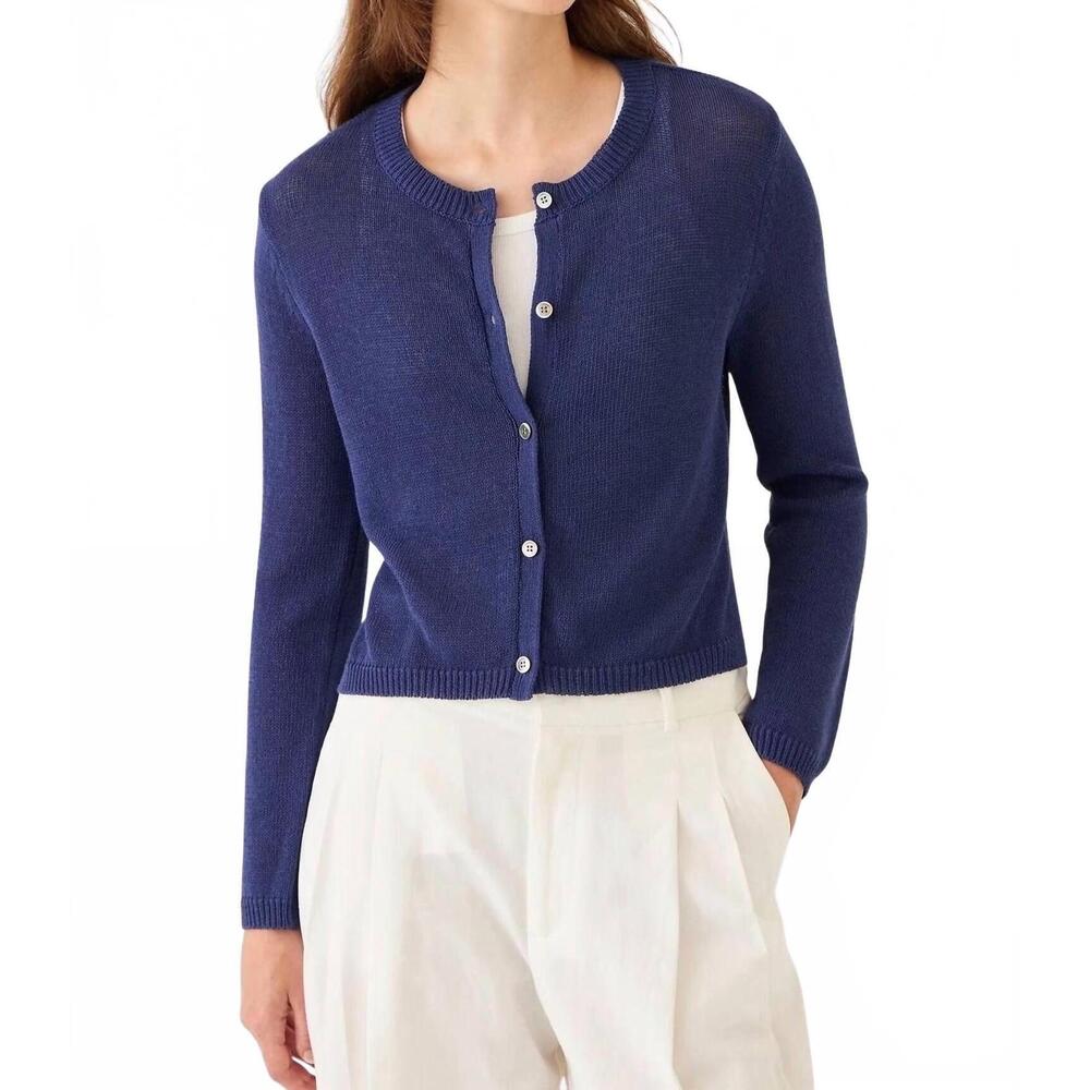 NEW DEMYLEE NEW YORK josie cotton linen cardigan in indigo